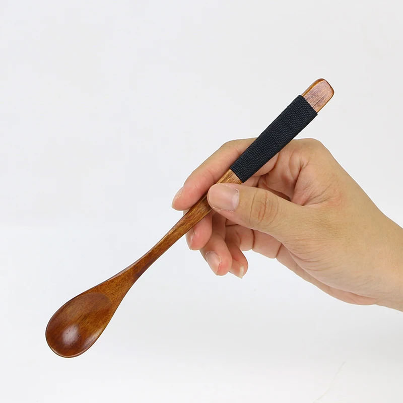 6PcsSet Long Handled Wooden Spoons Honey Coffee Tea Spoon Set Wood Cutlery Kitchen Tableware Spoon For Soup Dessert Ice Cream (2)