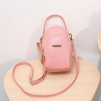 Мини-сумки через плечо на цепочке для женщин, сумка-мессенджер, высокое качество, искусственная кожа, посылка для телефона, кошелек для монет, маленькая сумка, Женский кошелек bao - Цвет: Розовый
