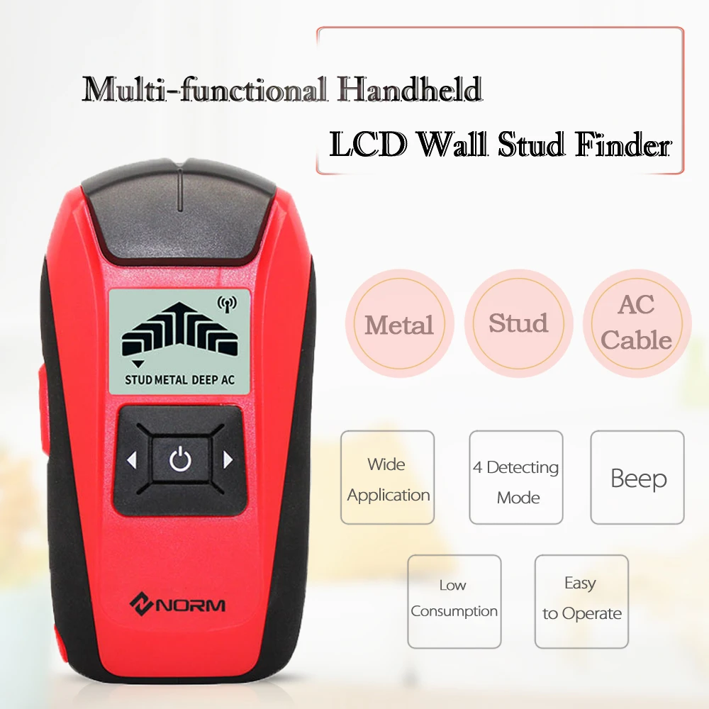 

Multi Function Wall Scanner Wood Stud Sensor Joist Detector for Metal, Wall, Deep and AC Live Wires with Sound Warning