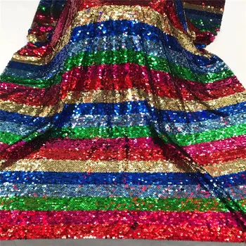 

Glitter Nigerian Lace Fabrics Multi Color Latest African Sequin Lace Fabric Shining Sequins French Net Lace Fabric For Dress