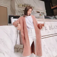 Зимний женский кашемировый кардиган, теплый мягкий пушистый любой размер натурального норковый кашемировый свитер, кардиган JN029