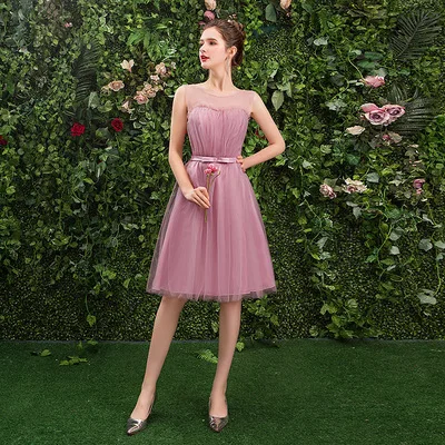 

Burgundy Bridesmaid Dresses Wedding Party Guest A-Line Junior Sexy Ladies Mermaid Pink Graduation Prom Vestido Short Dress