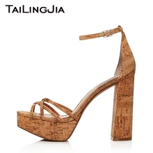 Block Heel Women Toe High Heel Platform Woman Shoes Open Toe Cork Color Ankel Strappy Ladies Shoes Brand Party Wedding Shoes Hot Block Heel Women Toe High Heel Platform Woman Shoes Open Toe Cork Color Ankel Strappy Ladies Shoes Brand Party Wedding Shoes Hot