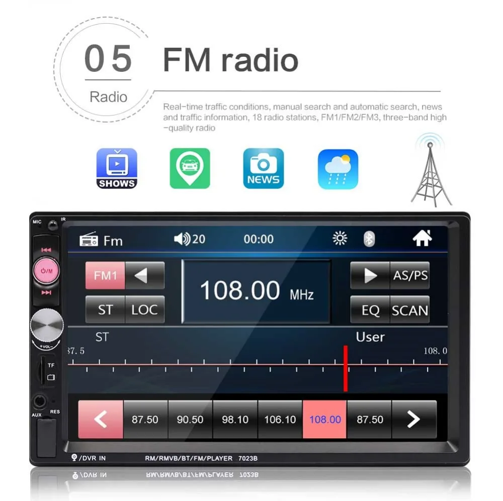 Автомагнитола 2 din MP5 плеер с 7 &quotсенсорным экраном Bluetooth USB SD камерой заднего
