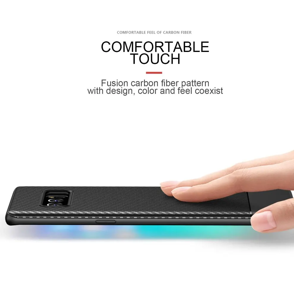 

2 Pcs Ultra Carbon Fiber Case For Samsung Galaxy Note 8 Soft Cover Shockproof Scratch-resistant Phone Protective Cover Black