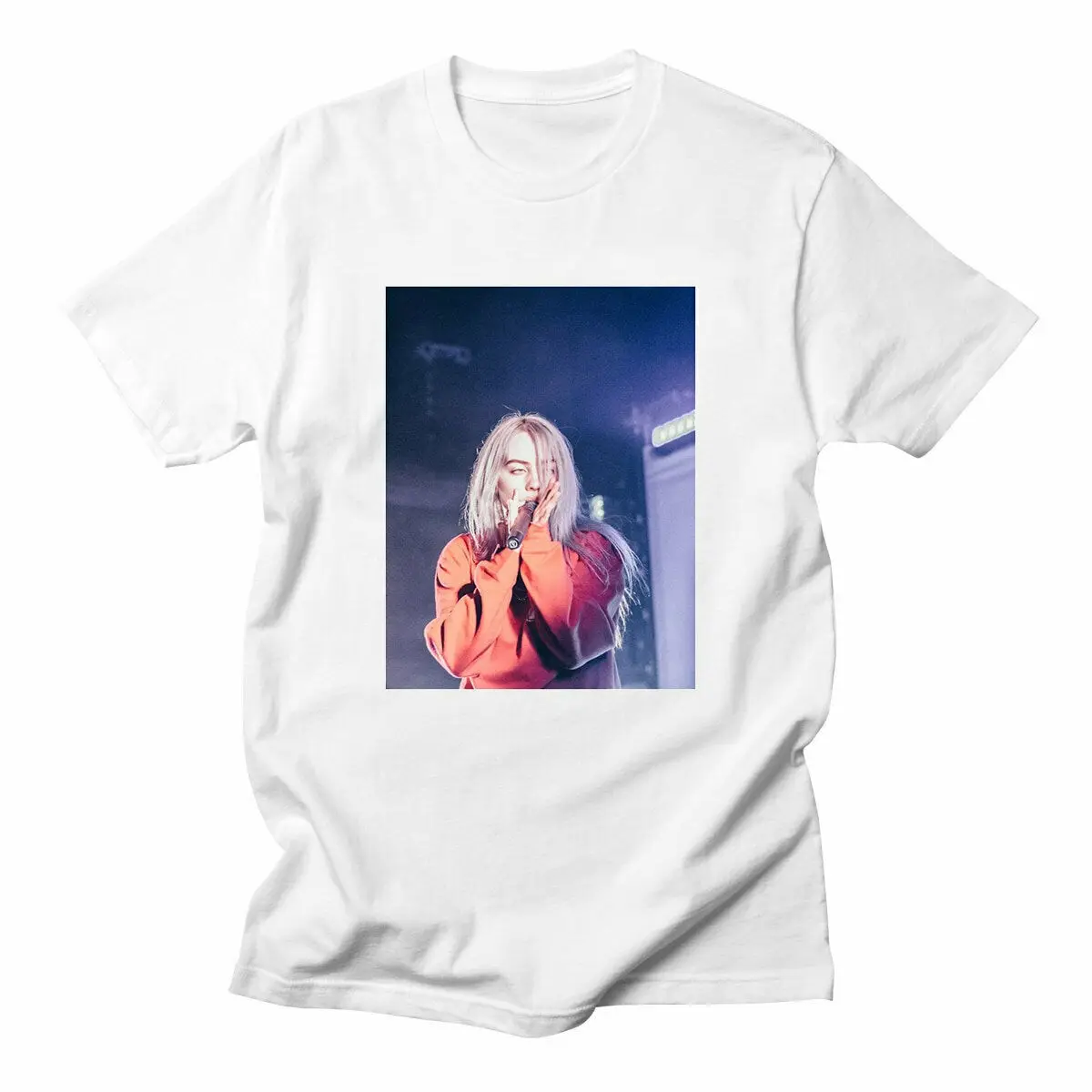 Billie Eilish Футболка полный размер для музыкальный фанат Billie Eilish 100% хлопок с буквенным принтом Футболки Топ Футболка