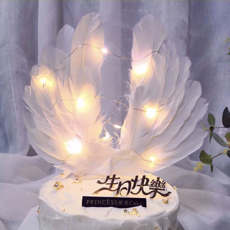 Переменные перья, крылья ангела, украшения торта, плагины, торт короны, волшебная палочка в форме сердца, свечи фейерверка