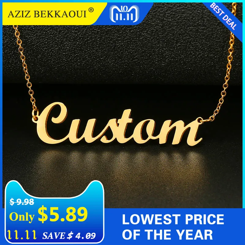 

AZIZ BEKKAOUI Name Necklace Stainless Steel Personalized Custom Necklaces for Women Simple Style Pendant Necklace Dropshipping
