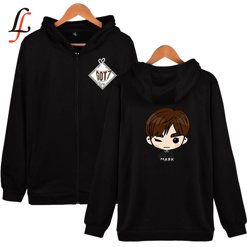 

Got7 print K pop Women zip up Hooded Hoodies Sweatshirts outwear Hip-Hop Bangtan boys jimin Clothes Men women