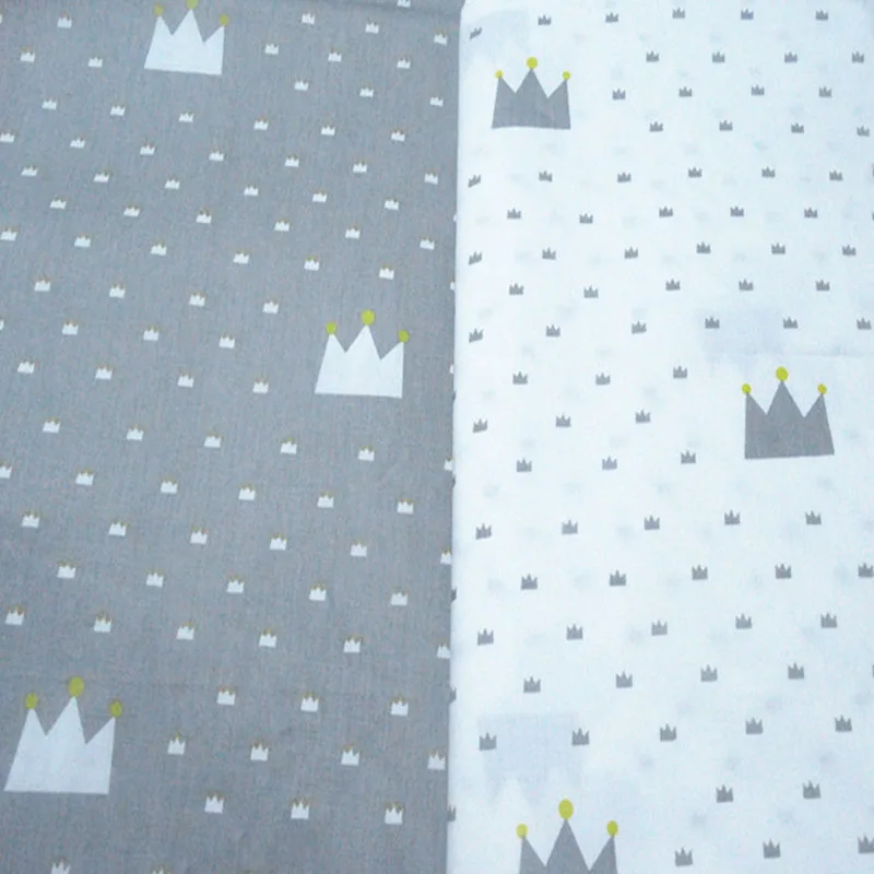 Хлопок мультфильм скандинавского ветра серая белая корона саржевая Ткань DIY для детей постельный принадлежности подушки детские простыни Лоскутная Ткань для шитья