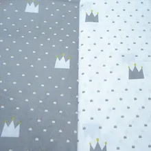 Хлопок мультфильм скандинавского ветра серая белая корона саржевая Ткань DIY для детей постельный принадлежности подушки детские простыни Лоскутная Ткань для шитья