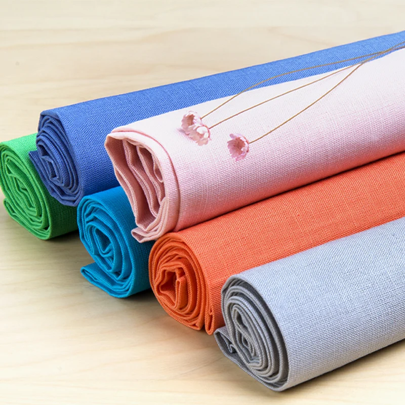 

Xintianji 21S woven linen-cotton fabric solid color linen fabric for trousers table suit garments W300053
