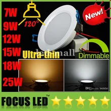 Затемнения 7 Вт 9 Вт 12 Вт 15 Вт 18 Вт светодиодный Панель светильники CRI> 88 120 Угол светильник Встраиваемые потолка вниз огней CE и CE, ROHS SAA UL