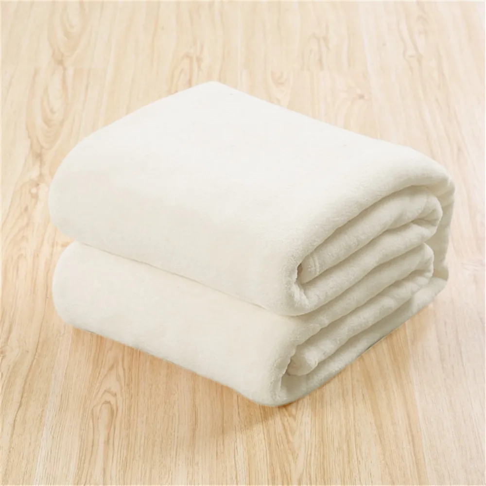 100X140 см однотонное теплое одеяло бархатное одеяло супер мягкий теплый микроплюшевый флисовое покрывало для одеяла ковер диван-кровать постельное белье - Цвет: White
