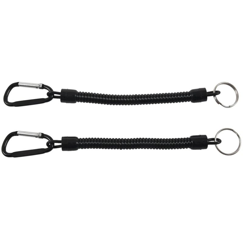 

Double carabiner Clip elastic coil cord 2 pieces black