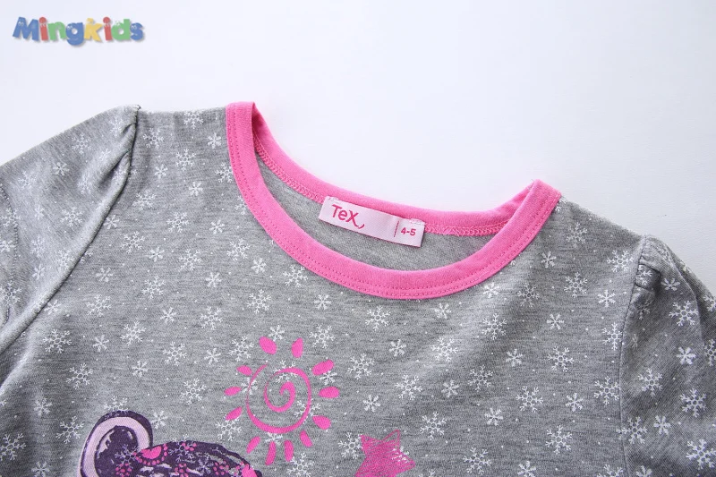 Mingkids/модные футболки для девочек; летние хлопковые топы с короткими рукавами и рисунком медведя; детские футболки