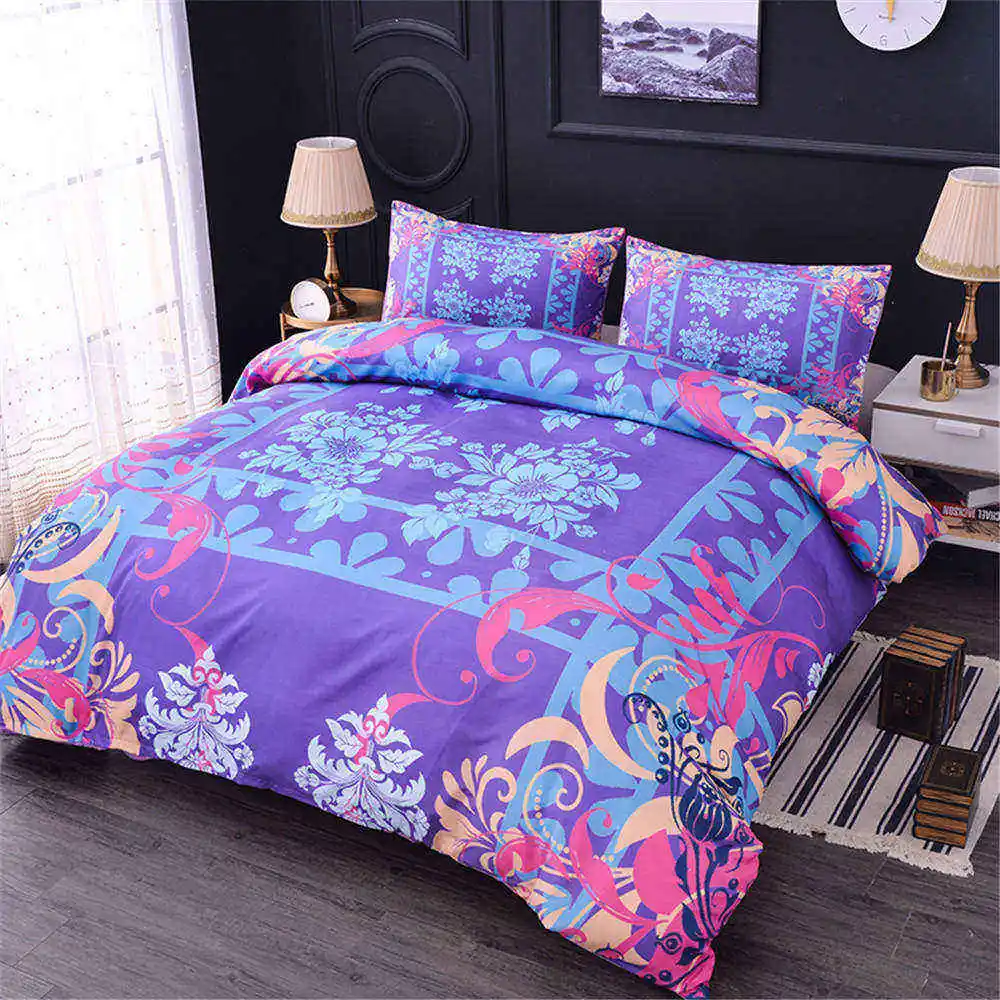 

ZEIMON Soft Queen Size Bedding Set Comforter Duvet Cover With Pillowcase Geometric Flowers 3D Polyester Printing Bedspread 3pcs