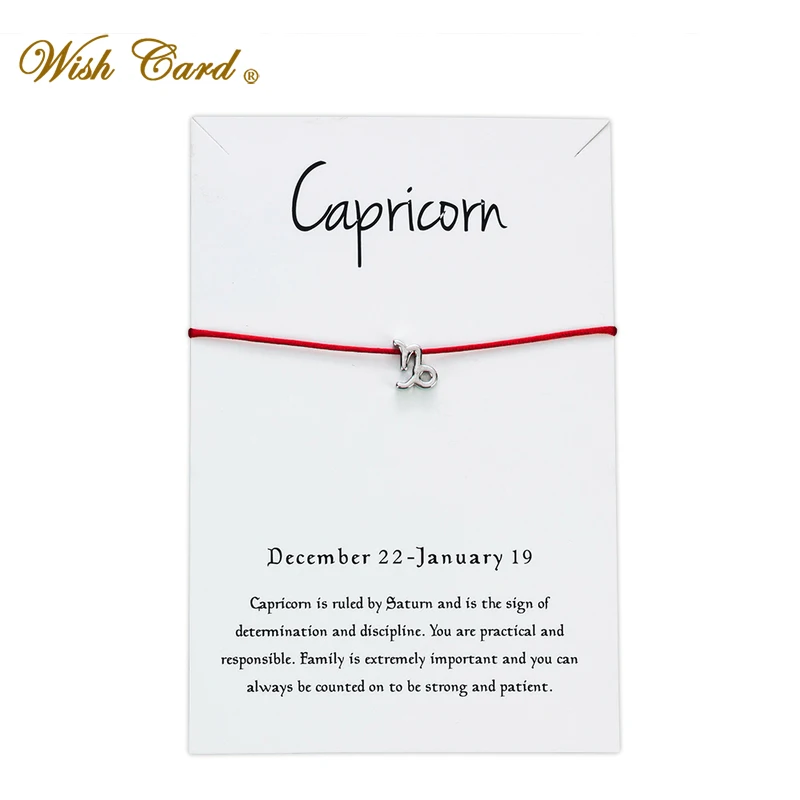 

Wish Card Constellation Card Bracelet for Women Capricorn Adjustable Red String Rope Bracelets Family Friendship Gift CN128