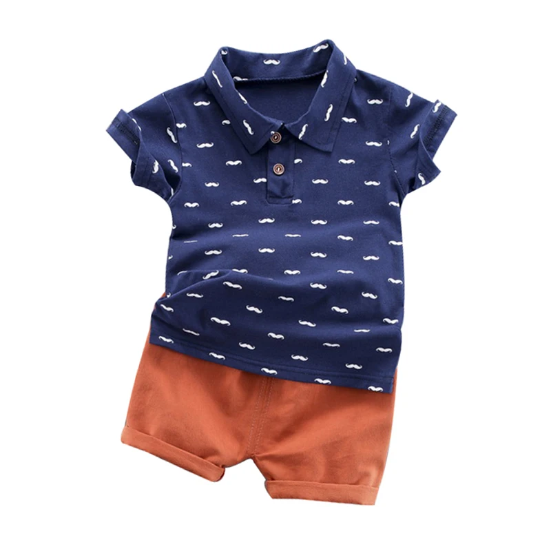 

Summer Baby Boy Clothes Sets Moustache Print Short Sleeve Shirt Blouse Shorts Children Casual Outfits Clothes