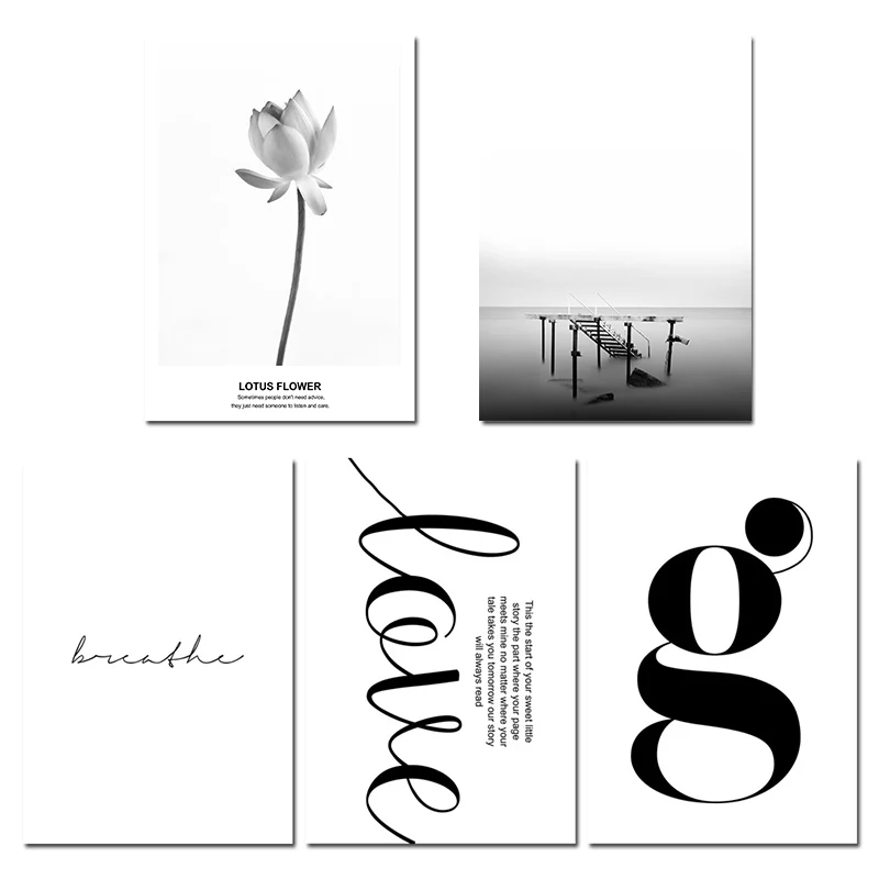 Lotus-Flower-Motivational-Wall-Art-Canvas-Posters-and-Prints-Black-White-Sea-Dock-Landscape-Nordic-Decoration(10)