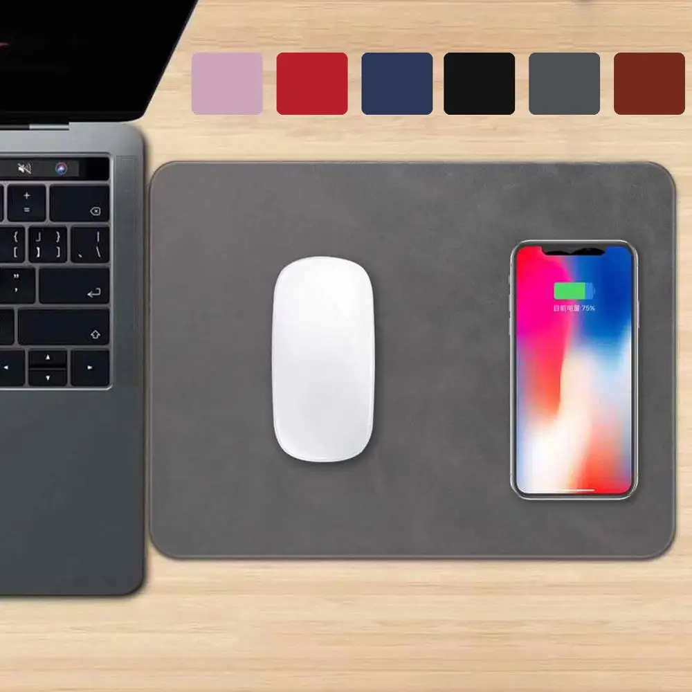 

2 in 1 QI Wireless Desktop Fast Charging Mouse Pad Charger Mat For iPhone X 8 Plus Samsung S9 Plus Note 8 S8 S6 edge