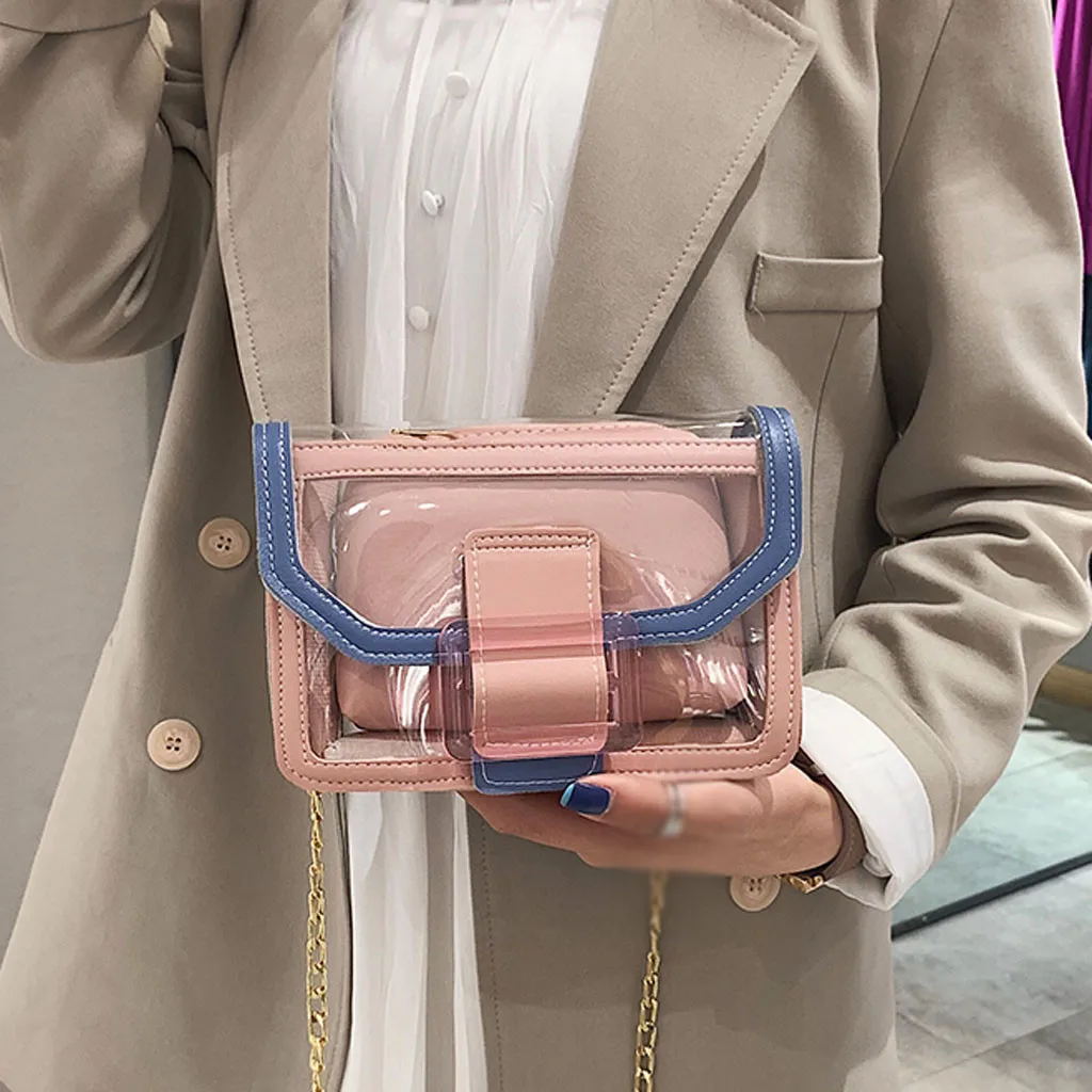 

Women Transparent PVC Women Shoulder Bags Letter Jelly Candy Color Women Messenger Crossbody Bag Luxury Females Bolsa summer