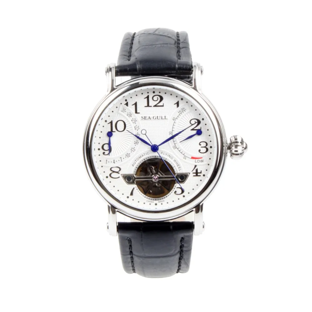 

Seagull Flywheel Mechanical Watch Double Retro Day Date Automatic Men's Watch M172S Exhibition Back Blue Hands