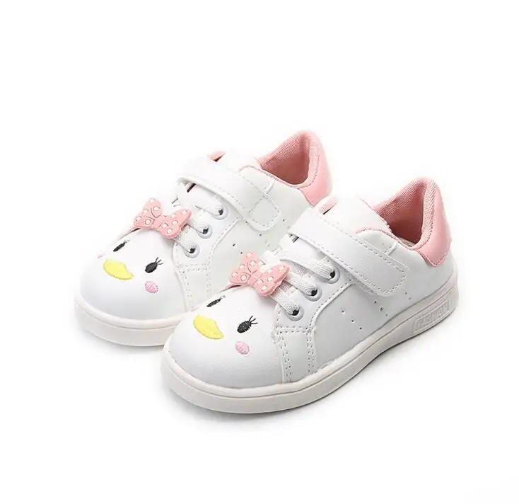 Spring Models Children Sneakers Casual Kids Shoes Baby Bow Cartton Girls Flats Fashion Single Shoes Student Fashion Sneaker - Цвет: Белый