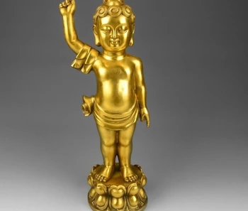 

16 Tibet Buddhism Pure Brass Copper Temple Buddhist Boy Sakyamuni Buddha Statue