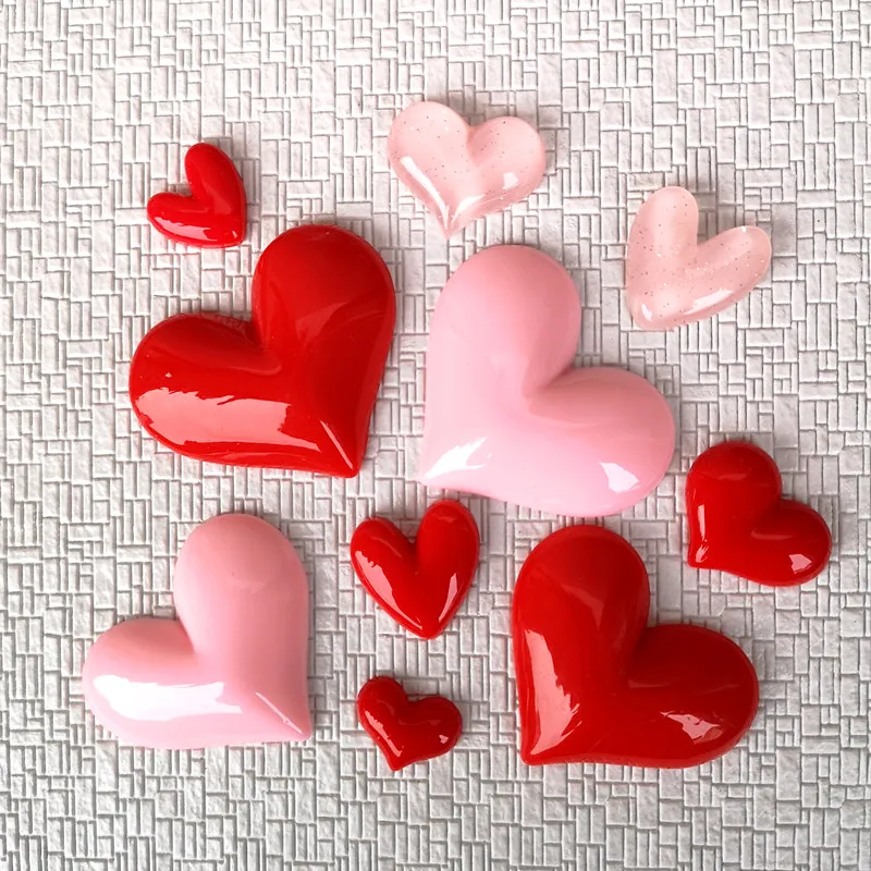 

10pc Heart Craft DIY Fridge Magnet Accessory Figurines Phone Case Decoration Cake Ornaments Home Mini Garden Decor Drop Shipping