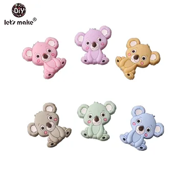 

Let's Make 3pc Baby Teether Mini Cute Koala Perle Silicone Beads Making Jewelry Necklace Beads Shower Nurse Gift Teething Toys