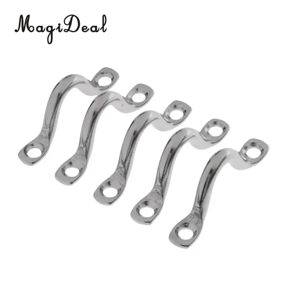 MagiDeal 5 Piece Stainless Steel Pad Eye Straps Tie Down Anchor Deck Loops 52 x 17mm/58 x 21mm