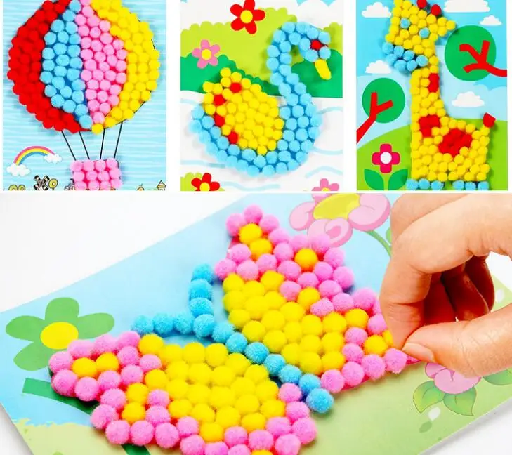 3 шт. DIY Детские Плюшевые картина "Боулинг" наклейки детские развивающие материал ручной работы Мультяшные головоломки игрушки для подарки для мальчиков и девочек