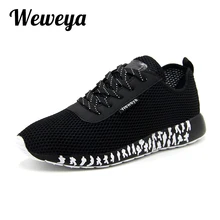 Weweya 2017 New Men Shoes Summer Mesh Flat Shoes Men Lace up zapatillas hombre Plus Size