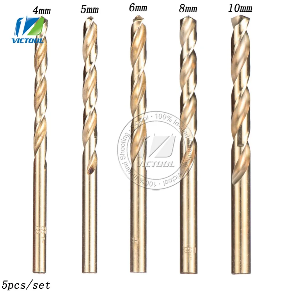 5 шт./компл. Кобальт HSS Бурильные долото комплект 4-10 мм Твист Бурильные долото цилиндрическим хвостовиком ferramentas качество древесины работы