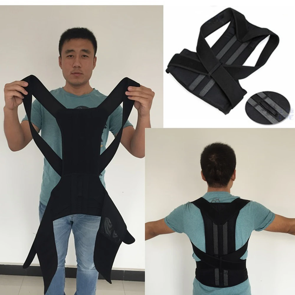 Placa de Aço Corrector de Volta Correia Elástica Ajustável Neoprene Apoio Postura Cintos Corsets Tamanho Grande Espartilho Espinha Ortopédica Dor 9 High Quality Beleza e saúde