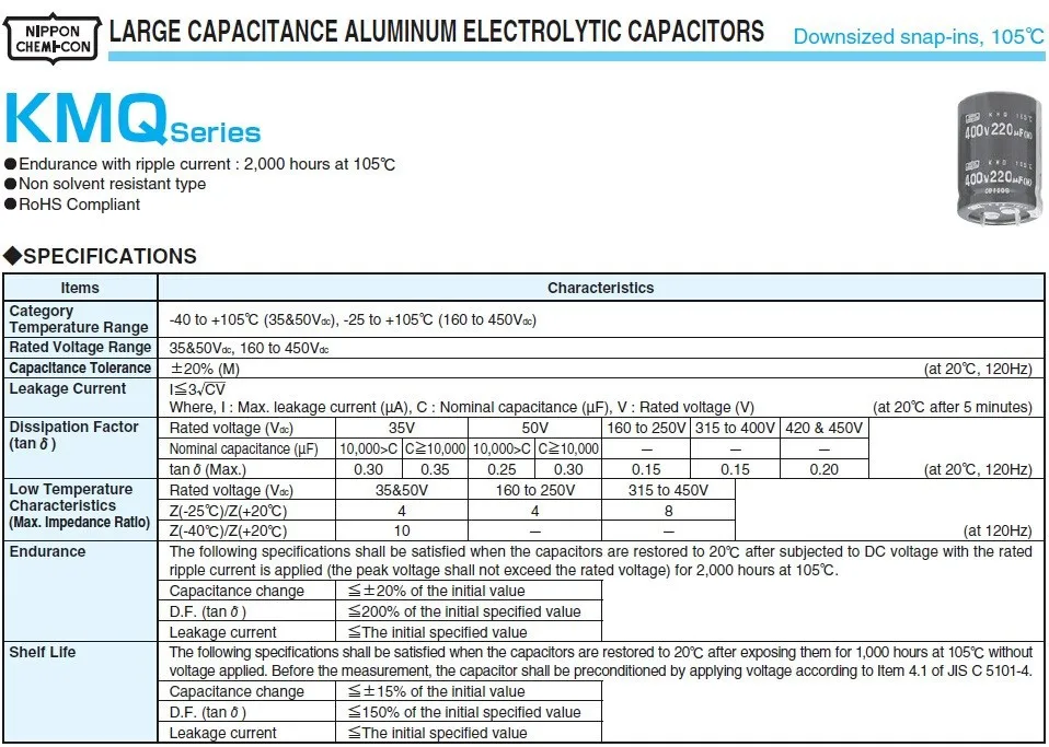 2 шт./10 шт. 450 мкФ 220 В NIPPON NCC KMQ серии 30x30 мм оригинальный 450V220uF оснастки в БП конденсатор