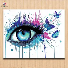Акварель цвет FUL глаз картина раскраска по номеру с цвета в цвет цифровой масляные краски diy фотографии животных