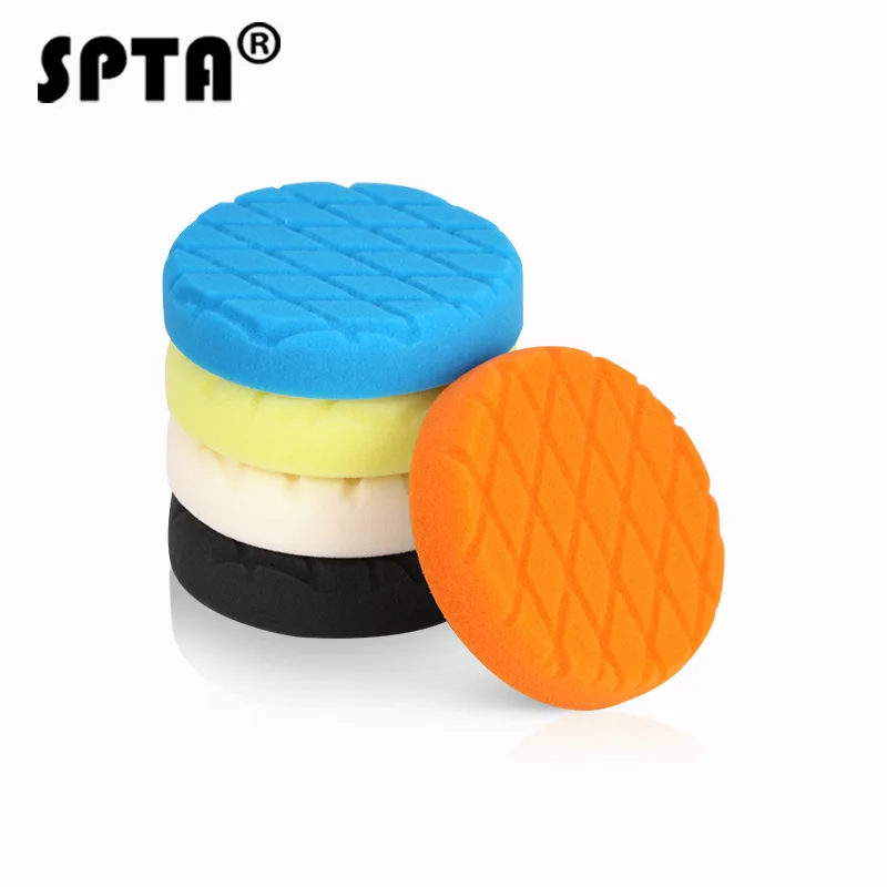 SPTA 5 "125 мм Diamond Face Foam pad салфетка для полировки, полировальный Pad Для Полировки Автомобиля оранжевый/желтый/черный/белый/желтый-Выберите цвет