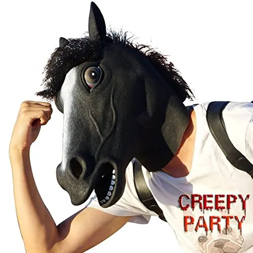 Black Horse Head Mask Novelty Halloween Costume Latex Animal Party Mask