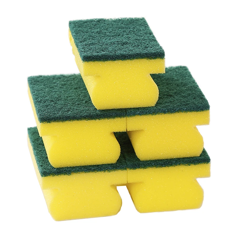 

5 pcs I-shaped cleaning sponge thickening scouring pad kitchen supplies strong decontamination washing brush