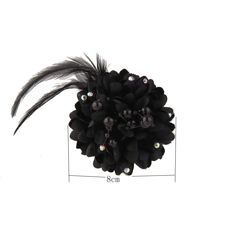 

Chian Yu Cute Brooch Fabric Style Flower Feather Pins with Colorful Pearls Small Size Ladyhat Flower Charm hair Clips for Kinds