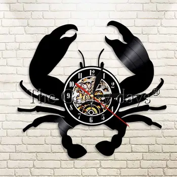 

1Piece Crab Theme Sea Ocean Animals Vinyl Record Wall Clock Modern Design Wall Whatch Time Clock Home Decor Art For Kid Gift