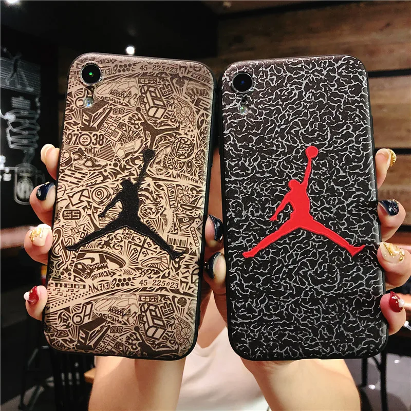 

3D Relief Funda Flyman Jordan 23 Phone Case for iphone X XR XS Max 6 6S 7 8 Plus 10 Cover Soft Silicone Capa for Luxury Coque