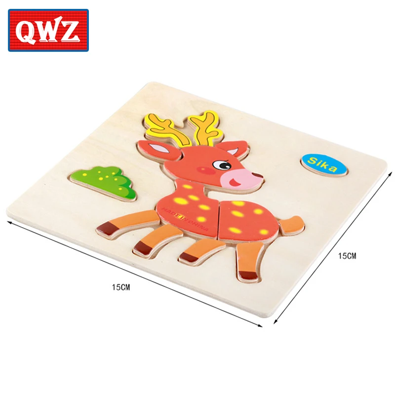 QWZ Деревянные 3D головоломки деревянные игрушки для детей пазлы с мультяшными