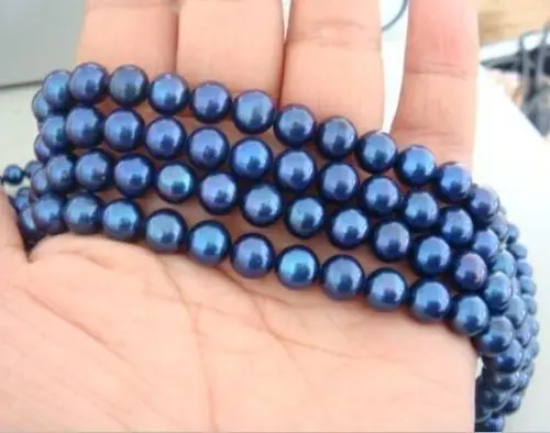 

0001435 34"8-9MM PERFECT ROUND AAA SOUTH SEA GENUINE PEACOCK BLUE PEARL NECKLACE 14KGP