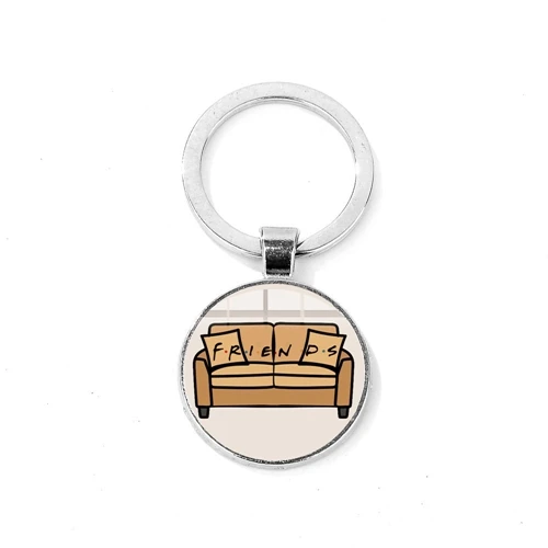 SONGDA Friends TV Show Keychain Classic Scene Central Perk Logo Glass Gem Key Ring Bag Charm Key Chain for Good Friends Trinkets - Цвет: Style 7