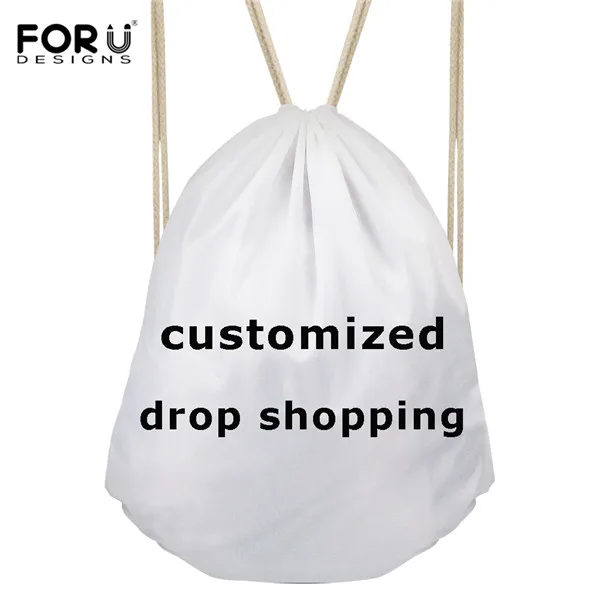 FORUDESIGNS/3D сумка со стягивающим шнурком и напечатанным текстом женский мини рюкзак для девочек модный комплект карман для Famale туристический подарок Mochila Deporte - Цвет: custom bag