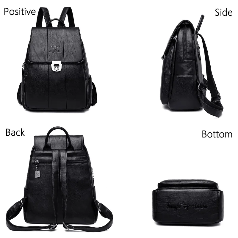  Women Leather Backpacks High Quality 2019 Female Vintage Backpack Travel Shoulder Bag School Bags F - 33030031036