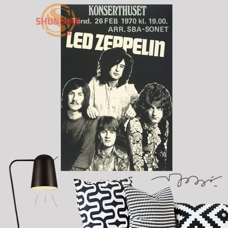 

Custom led zeppelin Canvas Silk Fabric Poster Custom Cloth wall poster for Living Room Home Decor H0329Y25